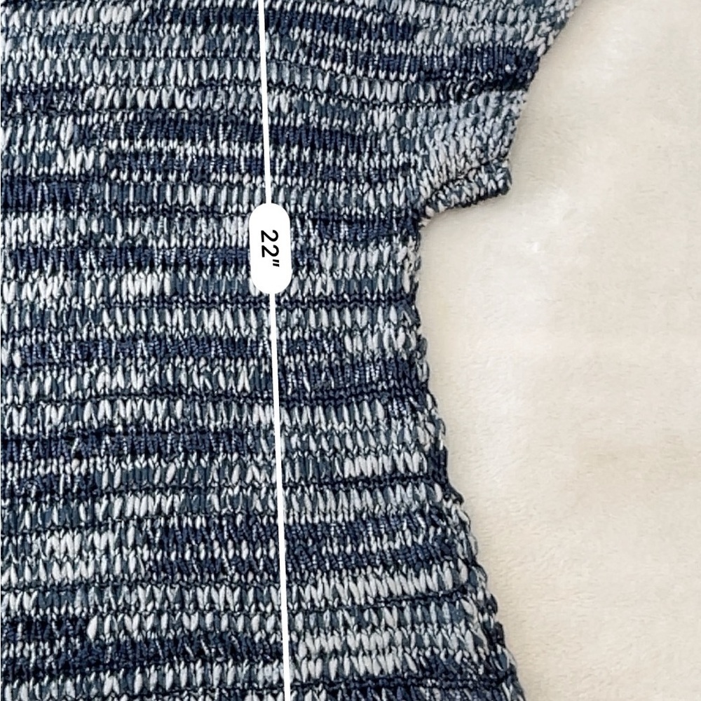 Eileen Fisher Open Knit Blue White Short Sleeve Top Size L Cotton Blend - Picture 7 of 15